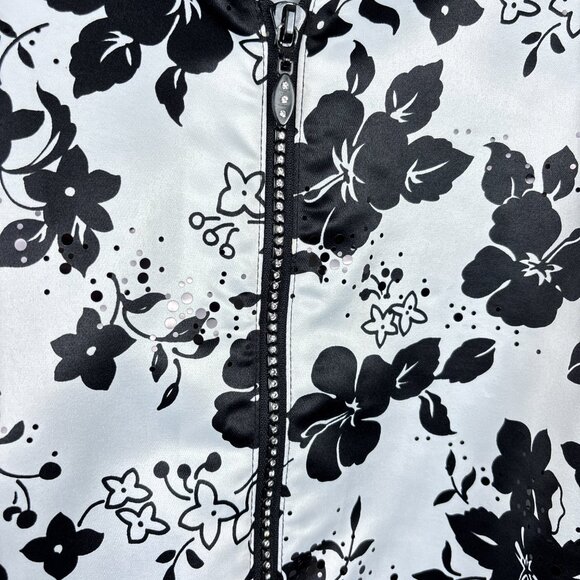 R&M Richards Woman Jacket 34W Black White Floral Zip-Up Sequins Special Occasion - Picture 6 of 13